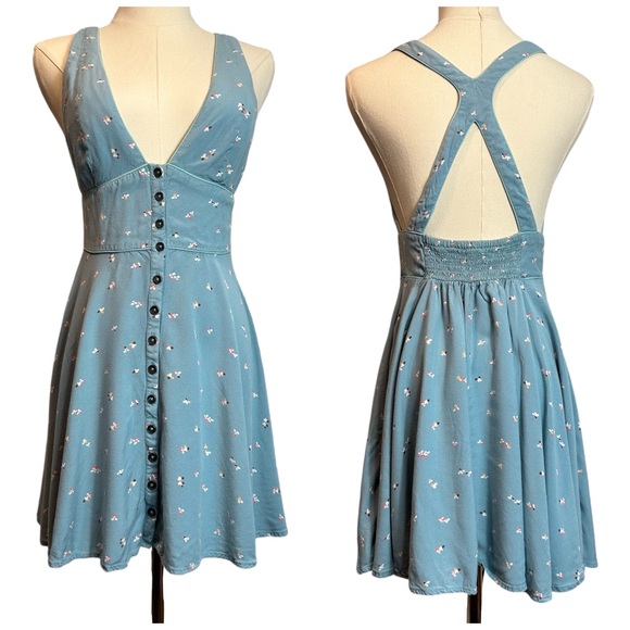 Urban Outfitters Dresses & Skirts - Urban Outfitters Cooperative Floral Cross Back Mini Button Front Dress FLAWED